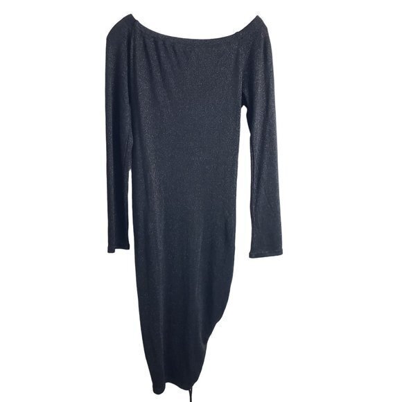 Forever 21 Womens Plus Size 3X Black Metallic Ruched Dress - Picture 8 of 8